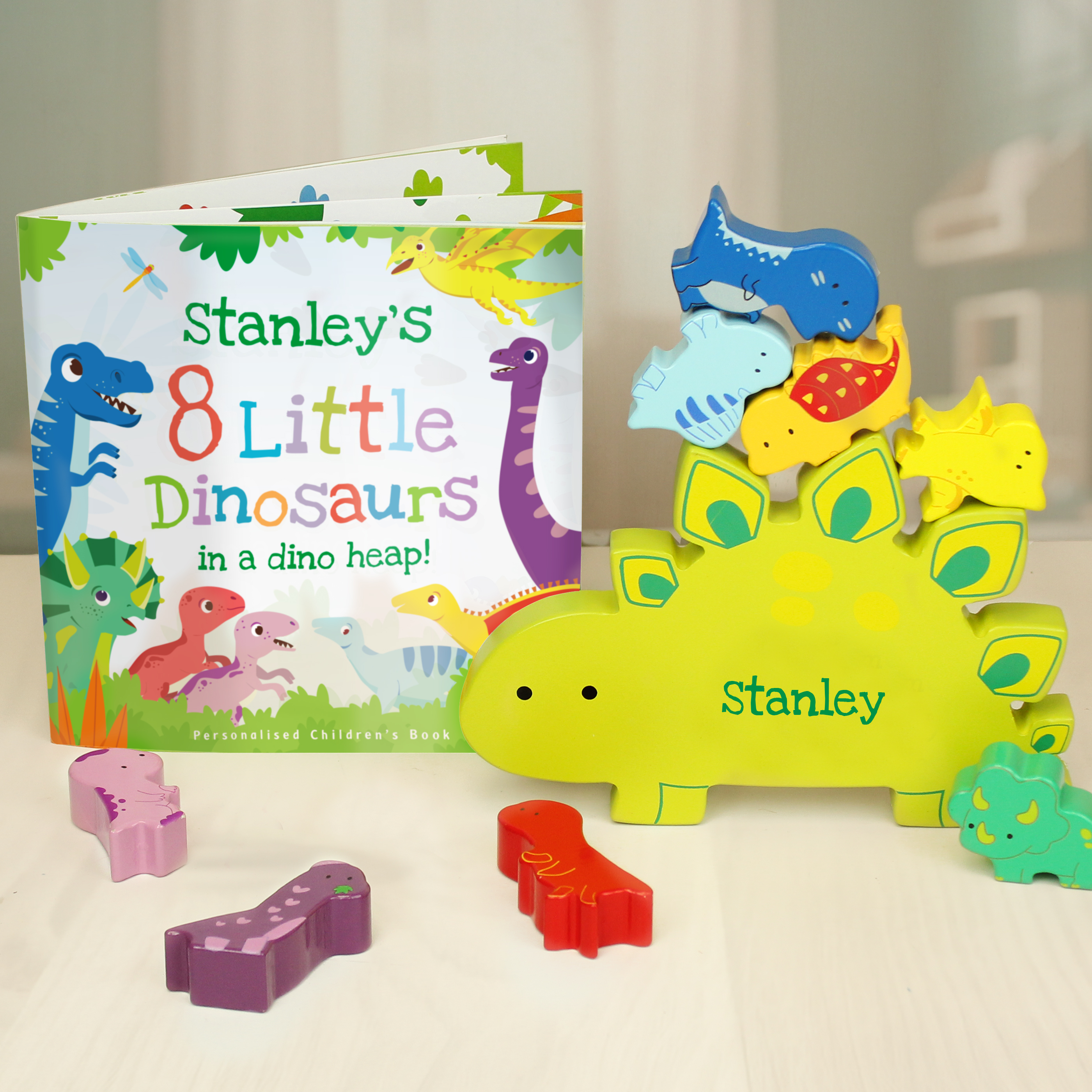 Personalised Dinosaur Book and Stacking Toy